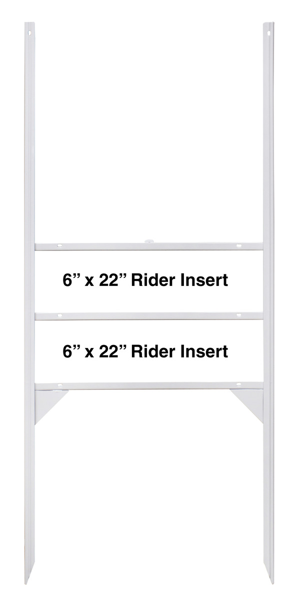 NextHome Angle Iron H-Frame with (2) 6h x 22w Rider Inserts (TH) White, 30"h x 22"w