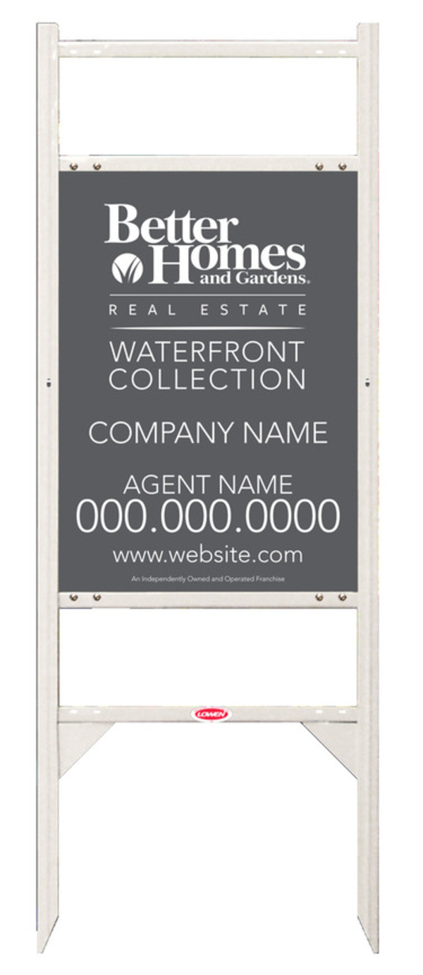 Waterfront Collection Angle Iron Sign Frame And Agent Panel Unit With Two Rider Inserts, 24 GA Steel 24"H X 18"W