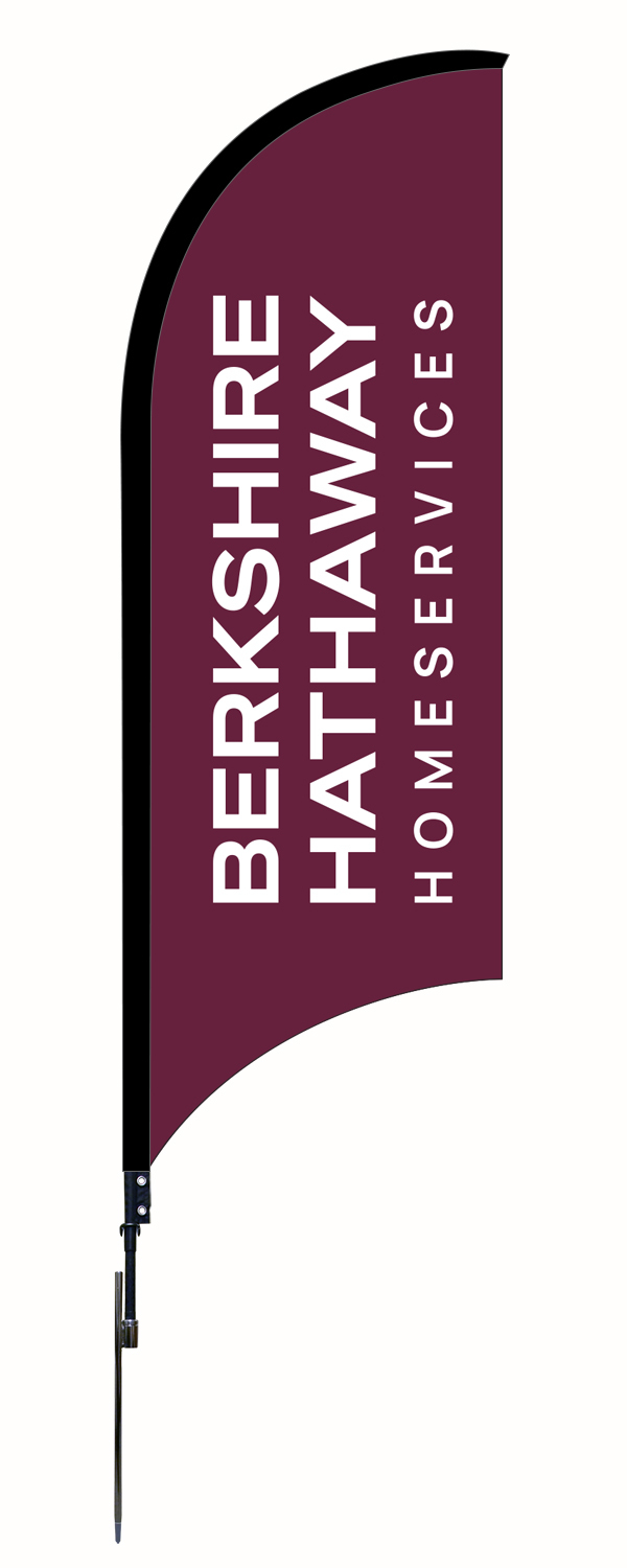 Berkshire Hathaway HomeServices Berkshire Hathaway Home Services Feather Flag and Pole, 9-foot - White Copy