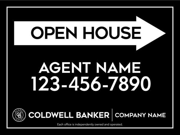 Directional Agent Open House Sign Panel, 18"H X 24"W, 4mm Corrugated