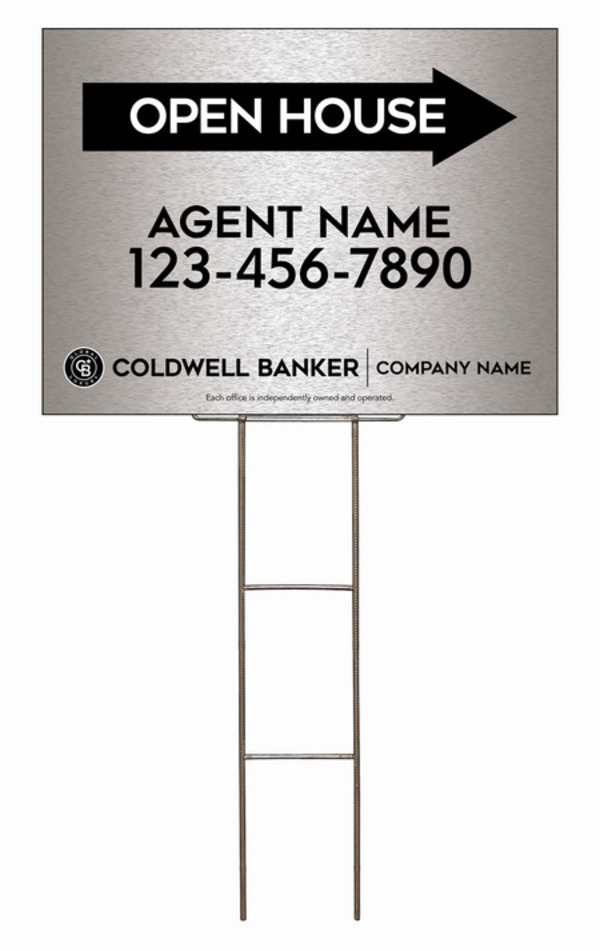 Wire H-Stake And Agent Open House Sign Panel Unit, 18"H X 24"W, 4mm Corrugated