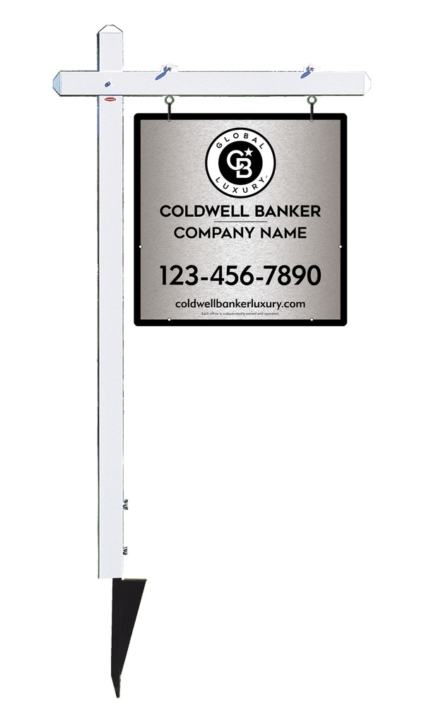 Sign Post And Office Sign Panel Unit, 24"H X 24"W, Brushed Aluminum Composite
