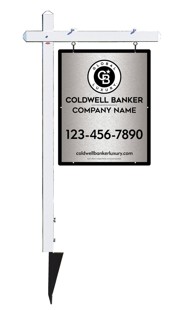 Sign Post And Office Sign Panel Unit, 30"H X 24"W, Brushed Aluminum Composite
