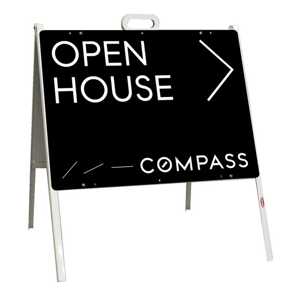 Compass Real Estate Open House A-Frame and Sign Panel Unit, 18"h x 24"w, Steel