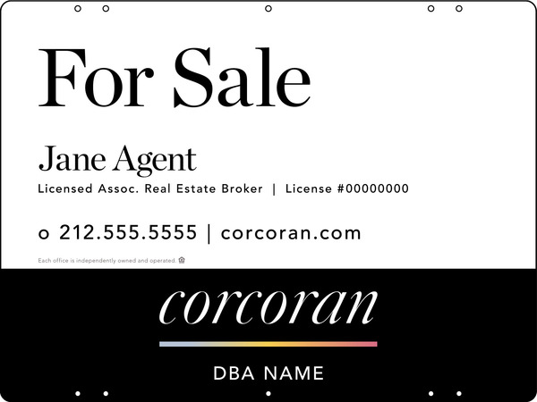 Agent Name Sign Panel, 18"H X 24"W, 3mm Aluminum Composite