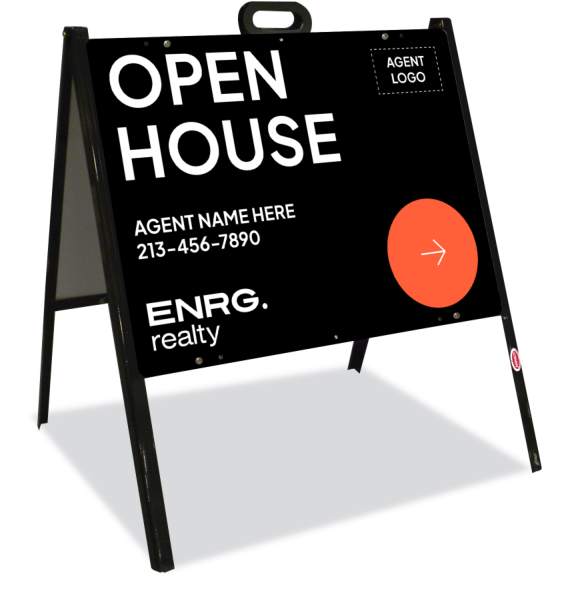 Directional A-Frame And Agent Open House Sign Panel Unit, 18"H X 24"W, Steel