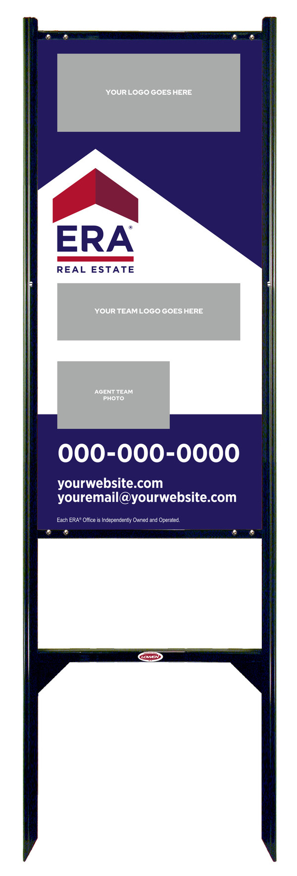 ERA&reg; Team Logo - Photo Angle Iron Frame and Sign Panel Unit, 36"h x 18"w, Steel