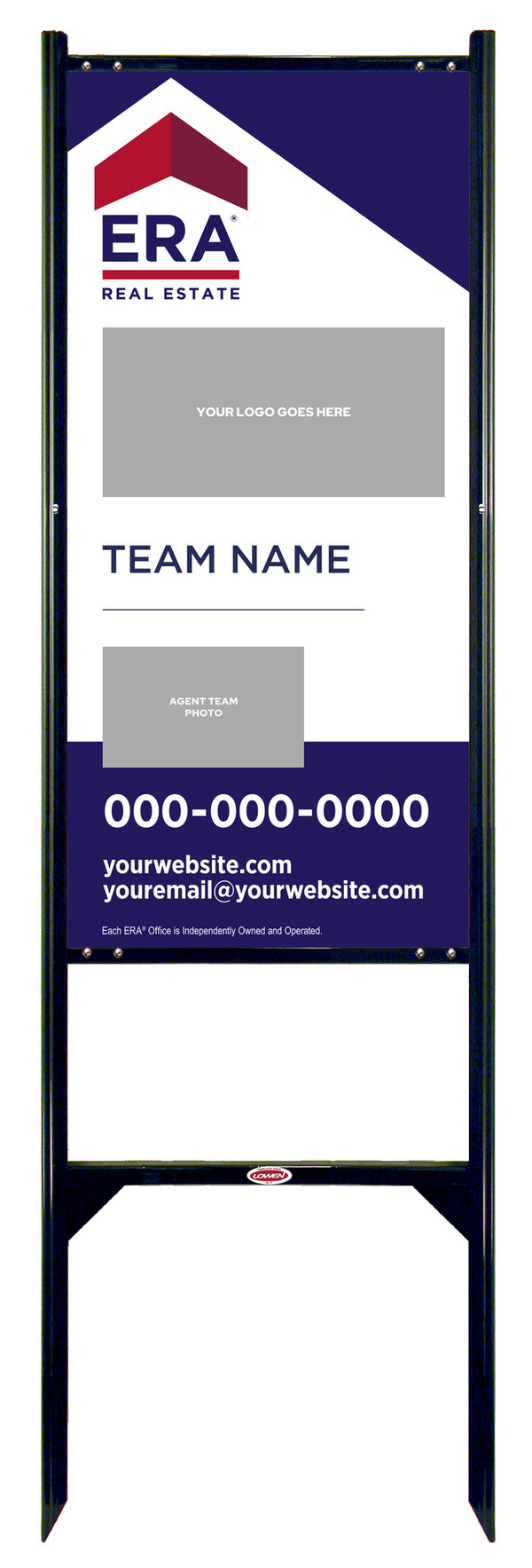 ERA&reg; Team Logo - Photo Angle Iron Frame and Sign Panel Unit, 36"h x 18"w, Steel