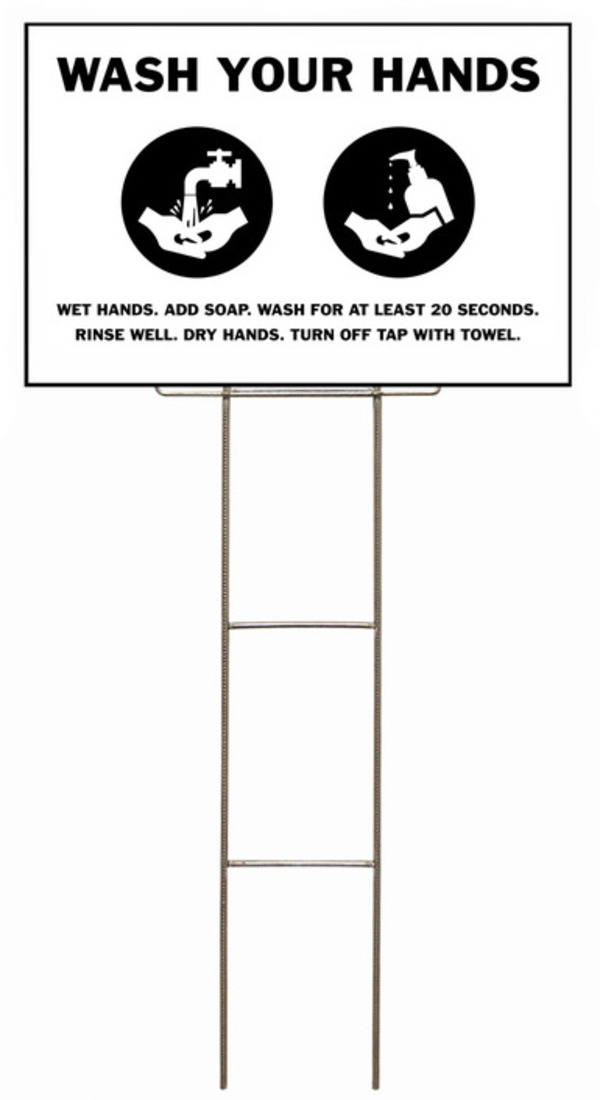 Independent Wire Stake H-Frame and Sign Panel Unit, 12"h x 18"w, 4mm Corrugated Plastic