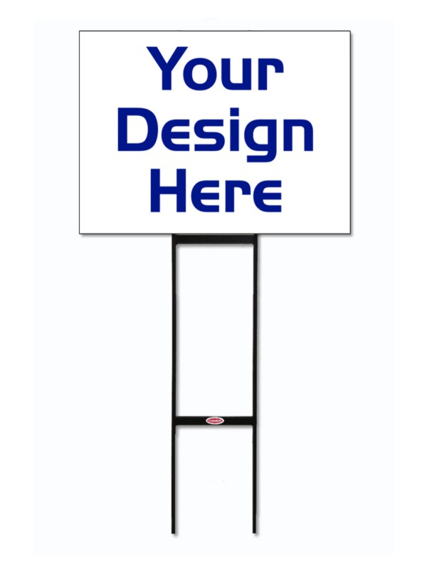 Independent real estate round rod H-stake and sign panel unit, 10mm corrugated plastic 18"h x 24"w