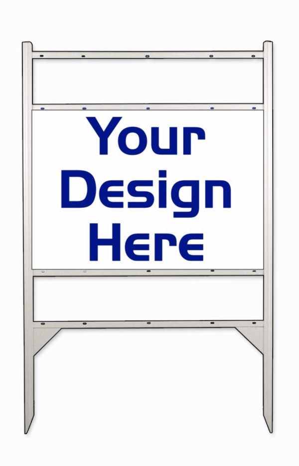 Independent real estate Angle Iron White Frame and panel for 2 Rider inserts, .090 polyethylene, 20"h x 28"w