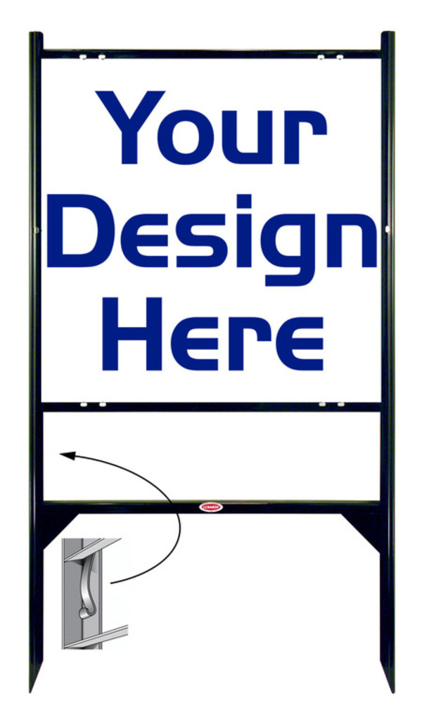 Independent Angle Iron Frame with One Rider Insert and Sign Panel Unit, 24"h x 24"w, Black