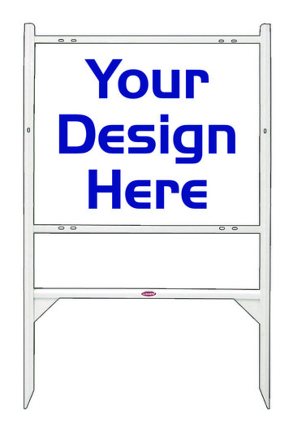 Independent Angle Iron Frame and Sign Panel Unit, 24"h x 30"w, White