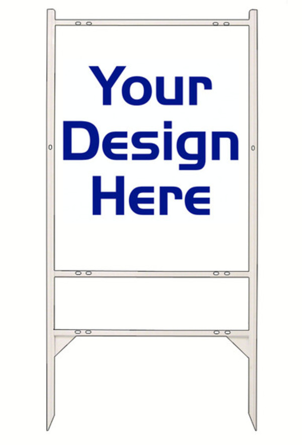 Independent Angle Iron Frame and Sign Panel Unit, 30"h x 24"w, White