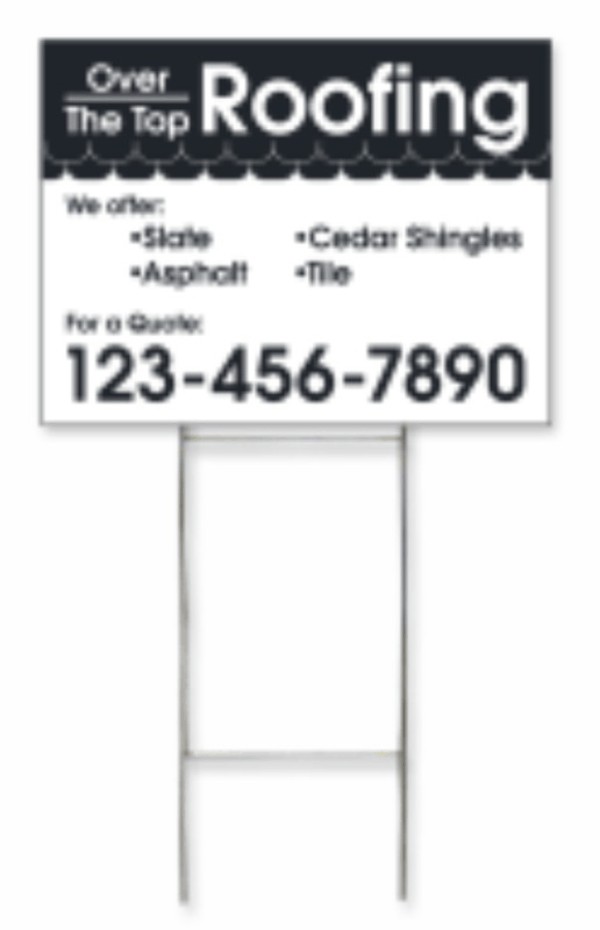Job Site and Builders Site sign S1 wire h frame stake and panel unit, 4mm corrugated plastic, single face, 18"h x 24"w