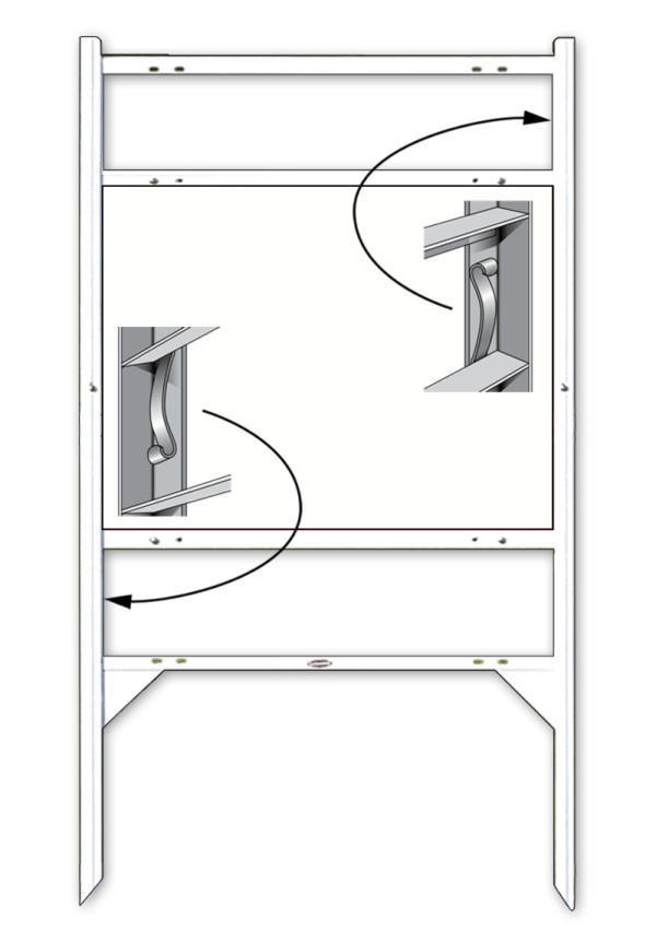 Keller Williams Angle Iron Sign Frame with Two Rider Inserts,  18"h x 24"w - White