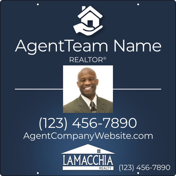 Lamacchia Agents Agent Photo Team Name w/ Logo Office Phone Hanging Sign Panel, 30"h x 30"w, 3mm Aluminum Composite