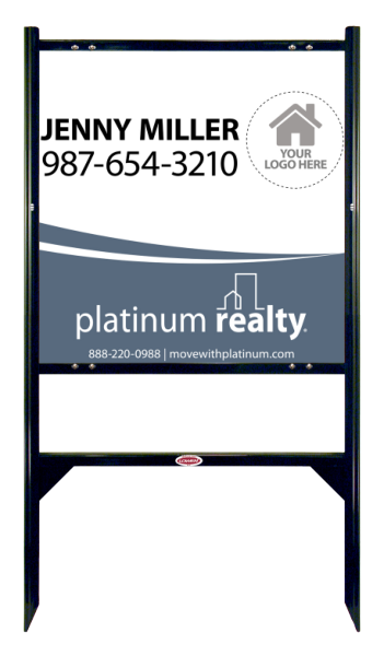 Reflective Angle Iron Frame With One Rider Insert And Sign Panel Unit, 24"H X 24W