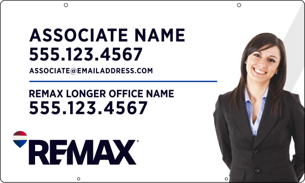RE/MAX Hanging Associate Name w/ Cut Out Photo Sign Panel, 18"h x 30"w, 3mm Aluminum Composite