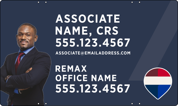 RE/MAX Associate Name, CRS w/ Cut Out Photo Sign Panel, 18"h x 30"w, Steel