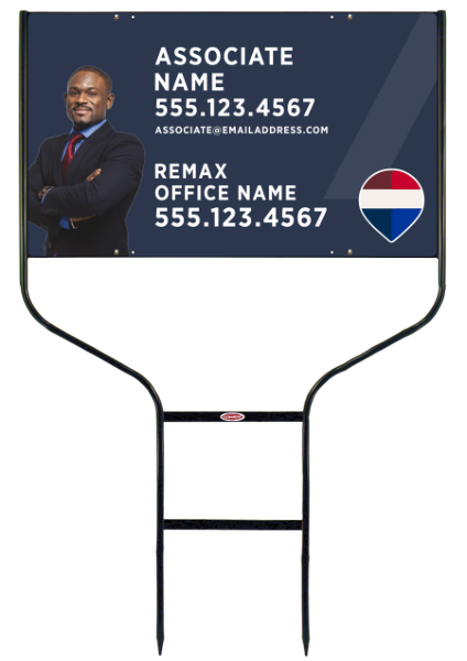 RE/MAX Round Rod Frame and Associate Name w/ Cut Out Photo Sign Photo Panel Unit, 18"h x 30"w, Steel