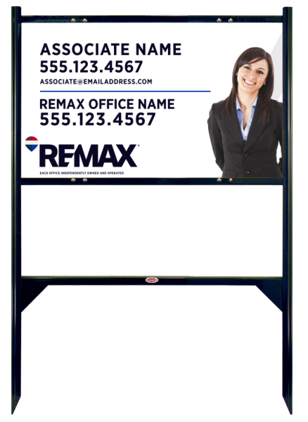 RE/MAX Angle Iron Frame and Associate Name w/ Cut Out Photo Sign Panel Unit, 18"h x 30"w, Steel