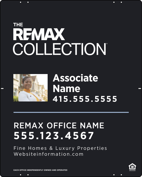 Collection Associate Name W/ Photo & Fine Homes Luxury Properties Sign Panel, 30"H X 24"W, Steel