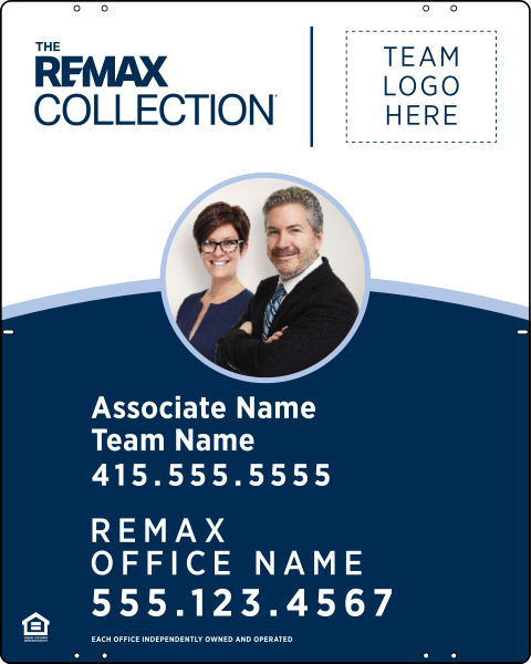 RE/MAX Reflective Collection Associate Name, Team Name w/ Photo & Logo Sign Panel, 30"h x 24"w, Steel