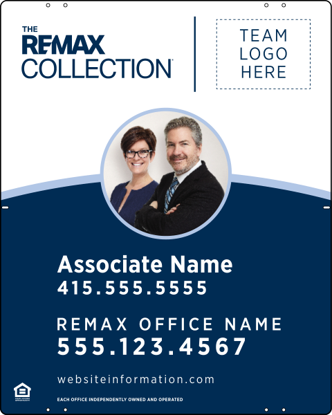 RE/MAX Collection Associate Name w/ Photo & Logo Sign Panel, 30"h x 24"w, Steel