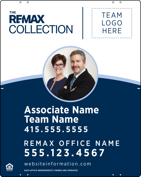 RE/MAX Reflective Collection Associate Name, Team Name w/ Photo & Logo Sign Panel, 30"h x 24"w, Steel