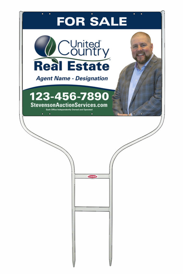 United Country Real Estate Round Rod Frame and Photo Sign Panel Unit, 18"h x 24"w, Steel
