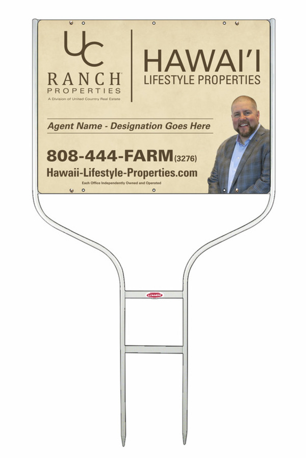 United Country Real Estate Round Rod Frame and Photo Sign Panel Unit, 18"h x 24"w, Steel