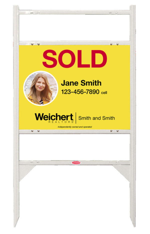 Angle Iron Frame And Agent Photo Sign Panel Unit With 2 Rider Inserts, 18"H X 24"Wj, Steel