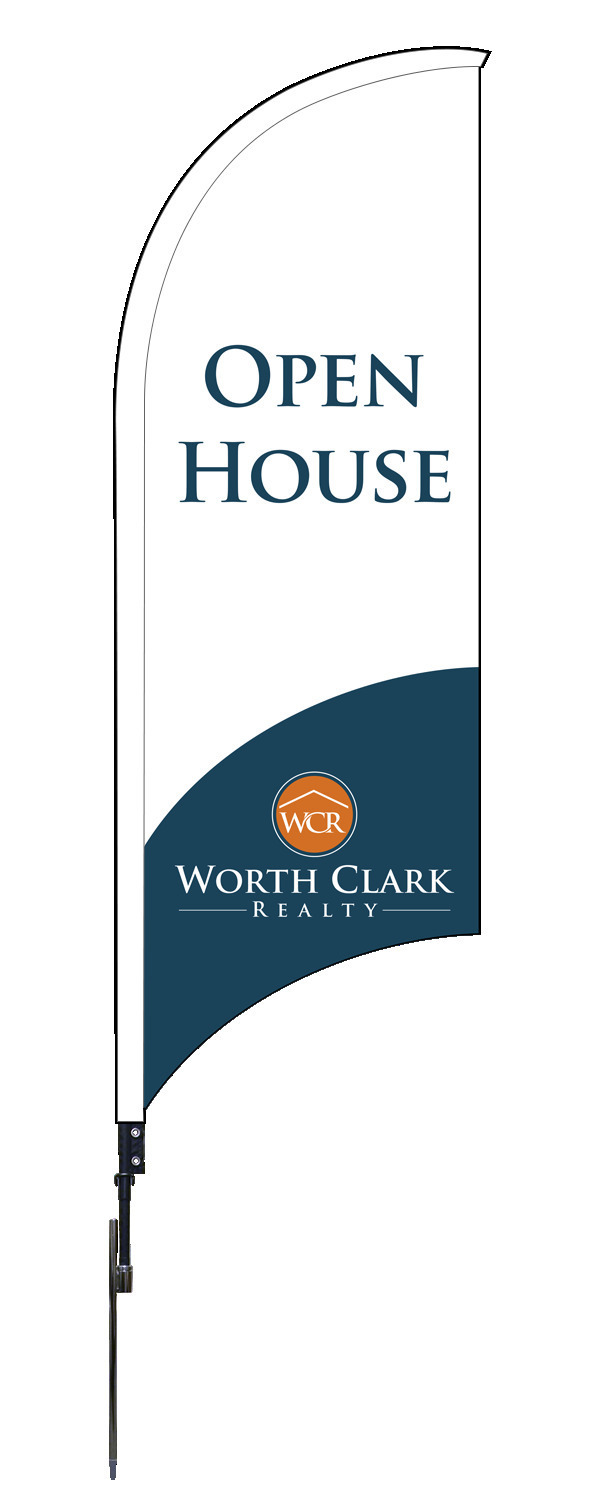 Worth Clark Real Estate Open House Feather Flag and Pole, 9-Foot - Double Face