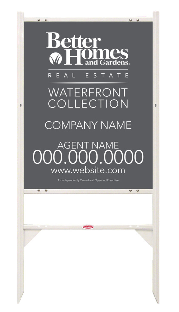 Waterfront Collection agent angle iron sign frame and panel unit, 24 GA steel 30h x 24w