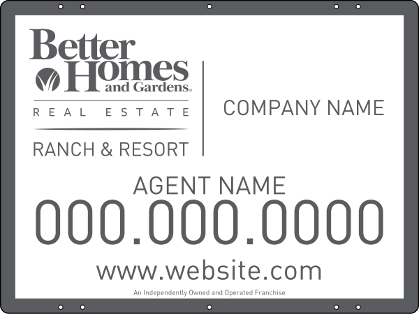Ranch and Resort Agent sign panel, 24 GA steel 18h x 24w