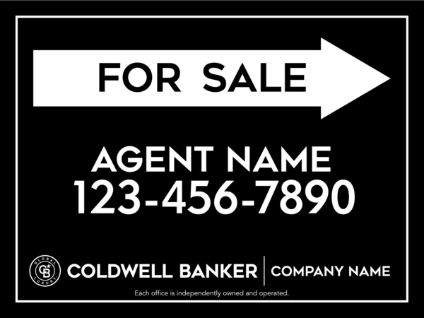 Directional Agent For Sale Sign Panel, 18h x 24w, 4mm Corrugated