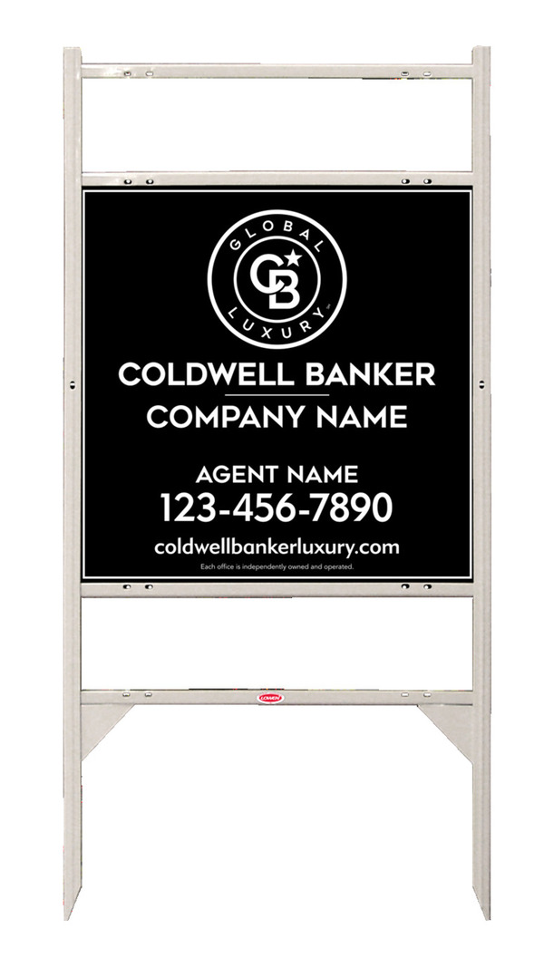 Angle Iron Frame w 2 Rider Inserts and Agent Sign Panel Unit, 24h x 24w, 3MM Aluminum Composite