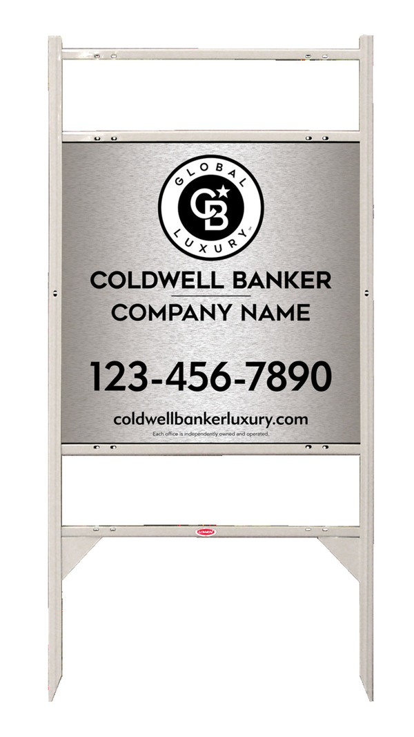 Angle Iron Frame w 2 Rider Inserts and Office Sign Panel Unit, 24h x 24w, Brushed Aluminum Composite