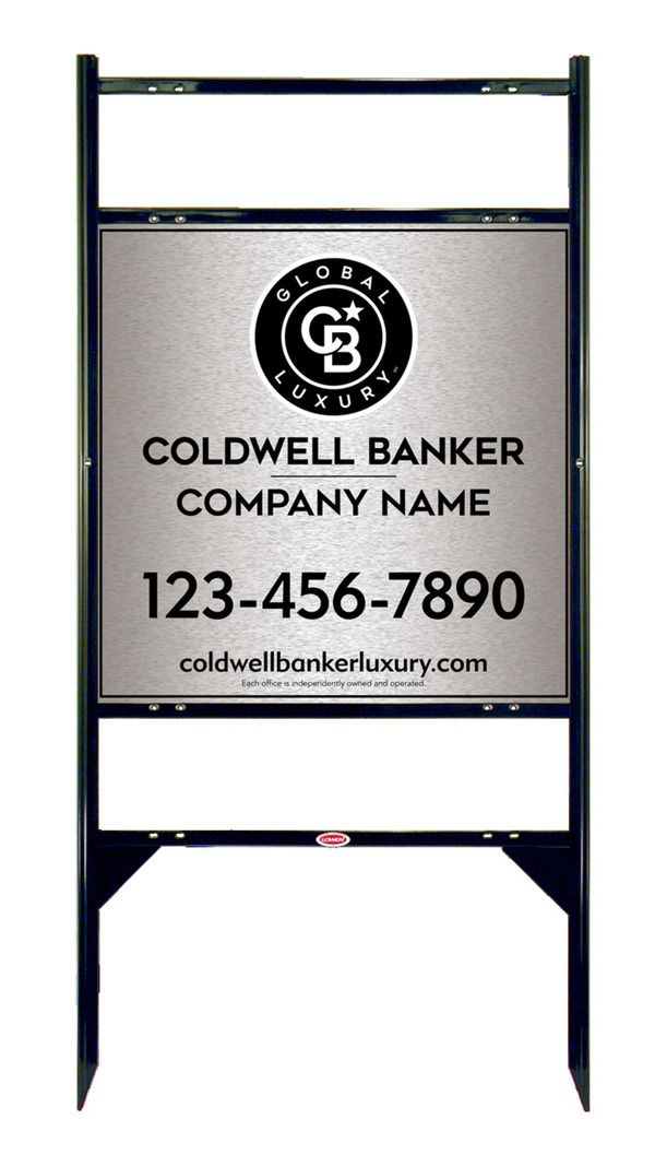Angle Iron Frame w 2 Rider Inserts and Office Sign Panel Unit, 24h x 24w, Brushed Aluminum Composite