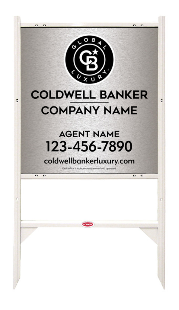 Angle Iron Frame and Agent Sign Panel Unit, 25h x 24w, Brushed Aluminum Composite