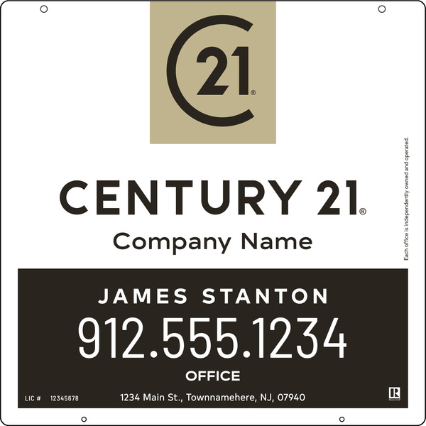 Reflective Hanging Panel 24x24 Steel Agent Prestige - Century 21 | Lowen Sign