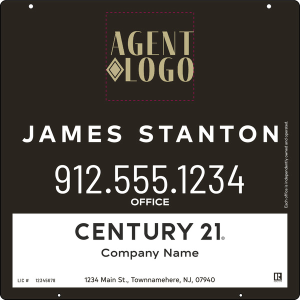 Steel Agent Logo Centric Hanging Panel 24x24 - C21 | Lowen Sign