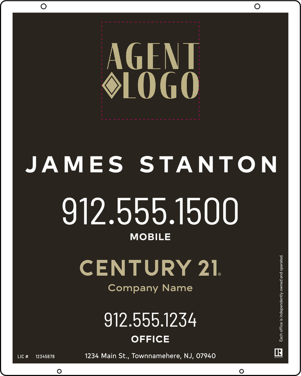 Steel Agent Logo Centric Hanging Panel 30x24 - C21 | Lowen Sign