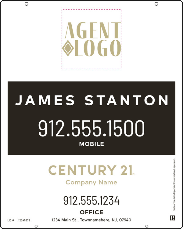 Steel Agent Logo Centric Hanging Panel 30x24 - C21 | Lowen Sign
