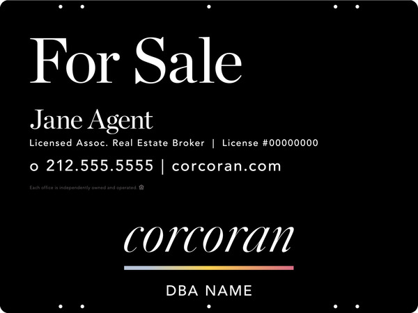 Agent Name Sign Panel, 18h x 24w, Steel
