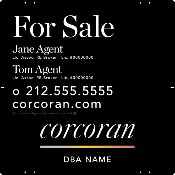 Two Agent Name Sign Panel, 24h x 24w, .040 Alumium