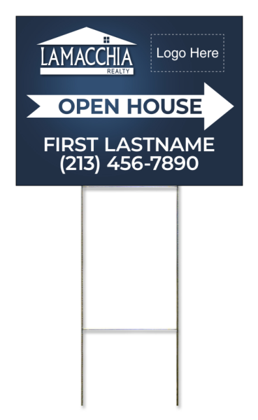 Wire Stake and Open House Agent Logo Panel Unit, 18h x 24w, 4mm Corrugated Plastic