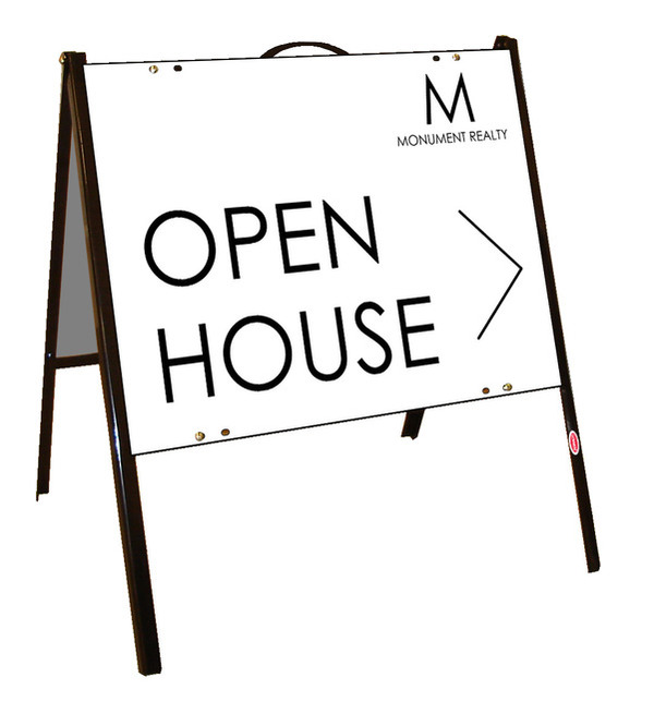 Angle Iron Frame and Open House Sign Panel Unit, 18h x 24w, Poly
