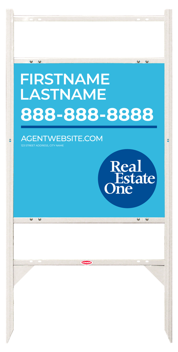 Angle Iron Frame w 2 Rider Inserts and Agent Name Sign Panel Unit, 24h x 24w, .040 Aluminum